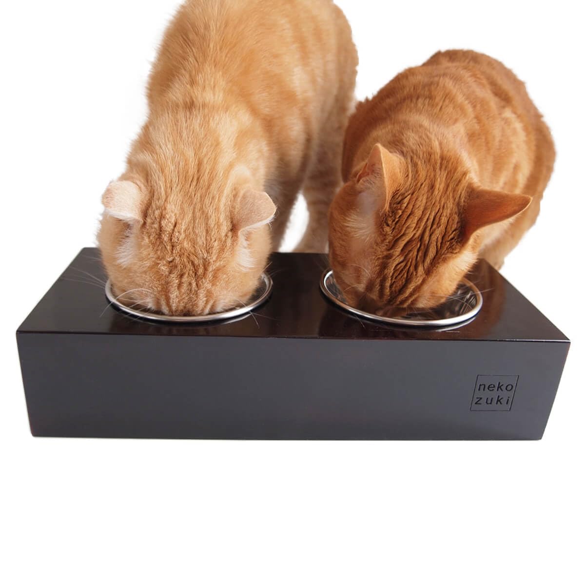 まんま台 nekozuki ２個セット Amazon | nekozuki 猫 食器台 日本製 ステンレス食器付 まんま台 hole